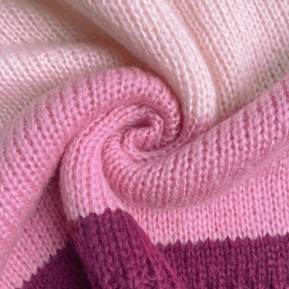 Multicolor Loose Fit Women's Color Block Backless Cropped Sweater - Picture 6 of 6